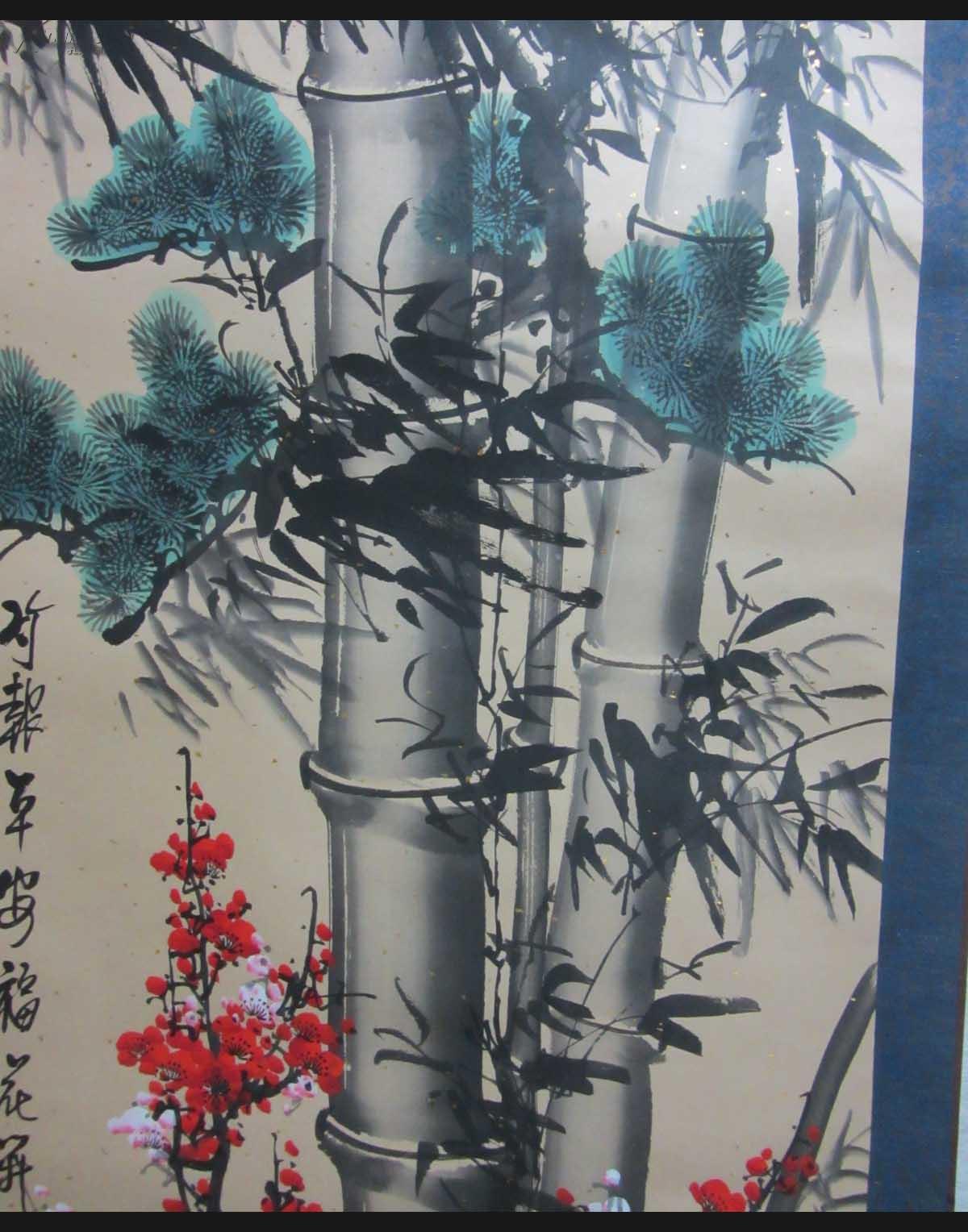 【图】陕西三秦书画院院士,著名画家李良志, 精装轴裱表4尺国画《竹报